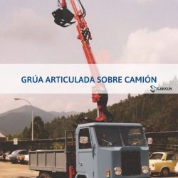 curso grúa hidráulica sobre camión pluma