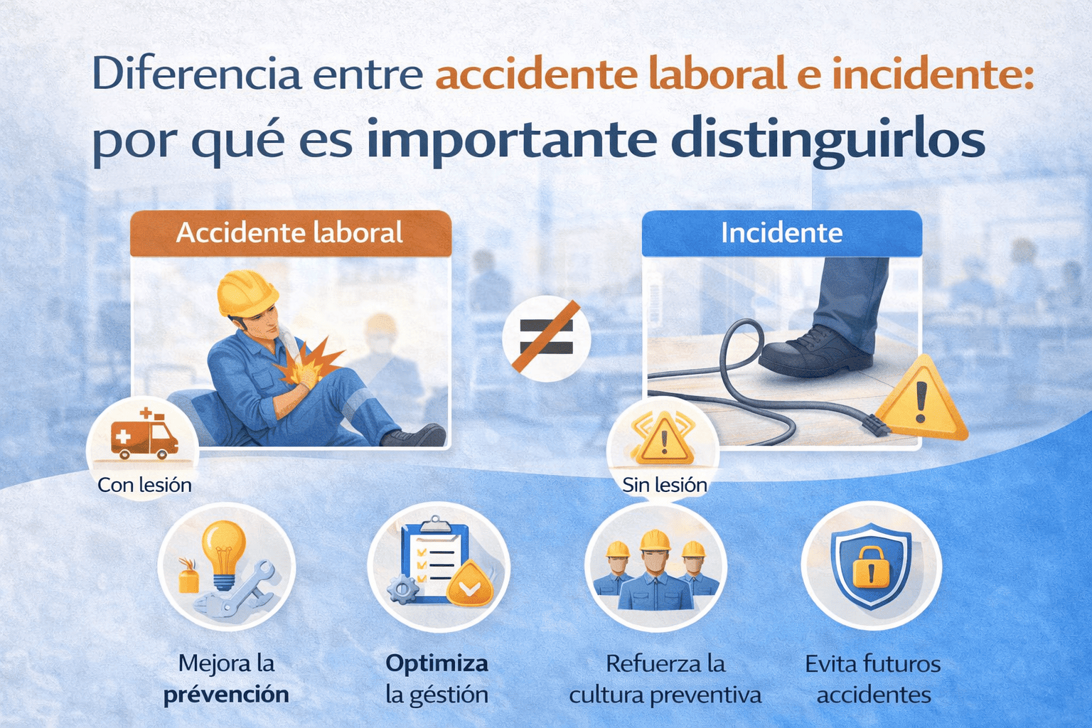 Diferencia entre accidente laboral e incidente